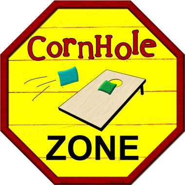 Corn Hole Zone Here Metal Novelty Stop Sign