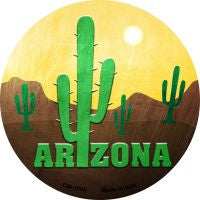 Arizona with Saguaro Novelty Metal Mini Circle Magnet CM-1005