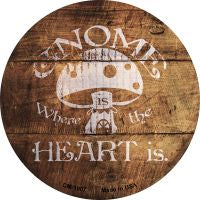 Gnome Where Home Is Novelty Circle Coaster Set of 4 CM-1007
