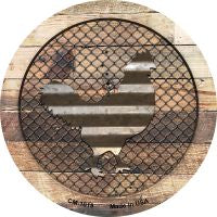 Corrugated Chicken on Wood Novelty Circle Coaster Set of 4