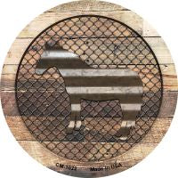 Corrugated Horse on Wood Novelty Circle Coaster Set of 4