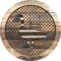 Corrugated Duck on Wood Novelty Metal Mini Circle Magnet CM-1023