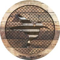 Corrugated Hummingbird on Wood Novelty Metal Mini Circle Magnet CM-1025