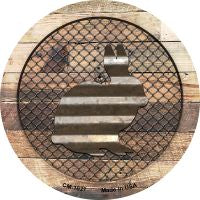Corrugated Rabbit on Wood Novelty Circle Coaster Set of 4