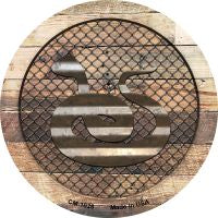 Corrugated Snake on Wood Novelty Metal Mini Circle Magnet CM-1028