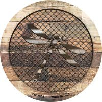 Corrugated Dragonfly on Wood Novelty Metal Mini Circle Magnet CM-1032