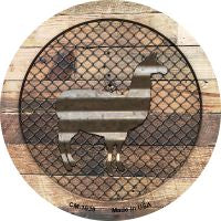 Corrugated Llama on Wood Novelty Metal Mini Circle Magnet CM-1039