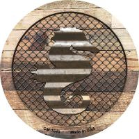 Corrugated Seahorse on Wood Novelty Metal Mini Circle Magnet CM-1040
