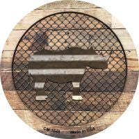 Corrugated Rhino on Wood Novelty Circle Coaster Set of 4