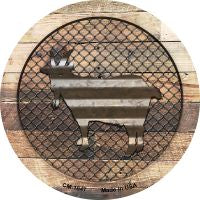Corrugated Goat on Wood Novelty Metal Mini Circle Magnet CM-1047