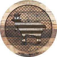 Corrugated Goat on Wood Novelty Circle Coaster Set of 4