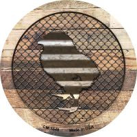 Corrugated Chick on Wood Novelty Circle Coaster Set of 4
