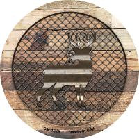Corrugated Deer on Wood Novelty Metal Mini Circle Magnet CM-1049