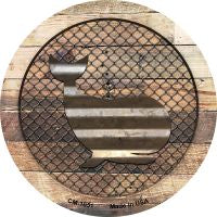 Corrugated Whale on Wood Novelty Metal Mini Circle Magnet CM-1051