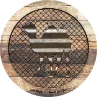 Corrugated Camel on Wood Novelty Metal Mini Circle Magnet CM-1053