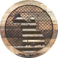 Corrugated Cowboy on Wood Novelty Metal Mini Circle Magnet (Not Real Wood, Design Only)