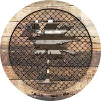 Corrugated Palm Tree on Wood Novelty Circle Coaster Set of 4