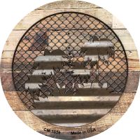 Corrugated Palm Trees on Wood Novelty Circle Coaster Set of 4