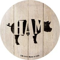 Pigs Make Ham Novelty Metal Mini Circle Magnet CM-1075