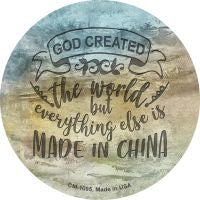God Created the World Novelty Circle Coaster Set of 4