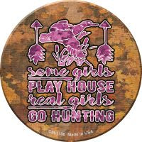 Real Girls Go Hunting Novelty Circle Coaster Set of 4