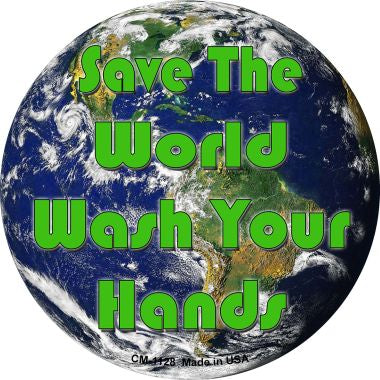 Save the World Novelty Mini Metal Circle Magnet CM-1128