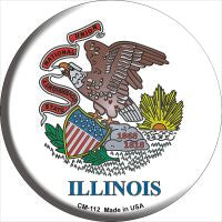 Illinois State Flag Novelty Metal Mini Circle Magnet CM-112