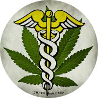 Cannabis Caduceus Novelty Circle Coaster Set of 4