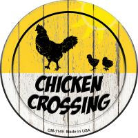Chicken Crossing Novelty Circle Coaster Set of 4