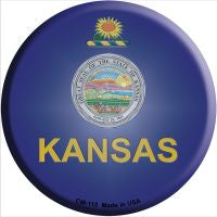 Kansas State Flag Novelty Metal Mini Circle Magnet CM-115