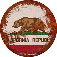 California Rusty Stamped Novelty Circle Coaster Set of 4