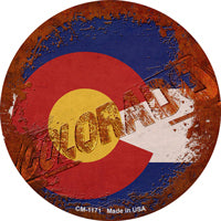 Colorado Rusty Stamped Novelty Circle Coaster Set of 4