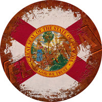 Florida Rusty Stamped Novelty Circle Coaster Set of 4