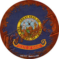 Idaho Rusty Stamped Novelty Circle Coaster Set of 4