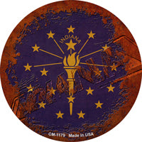 Indiana Rusty Stamped Novelty Circle Coaster Set of 4