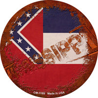 Mississippi Rusty Stamped Novelty Circle Coaster Set of 4