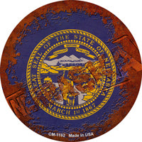 Nebraska Rusty Stamped Novelty Circle Coaster Set of 4