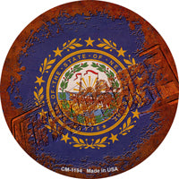 New Hampshire Rusty Stamped Novelty Circle Coaster Set of 4