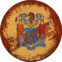 New Jersey Rusty Stamped Novelty Circle Coaster Set of 4