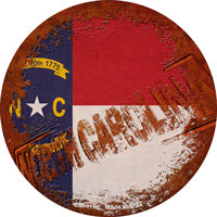 North Carolina Rusty Stamped Novelty Circle Coaster Set of 4