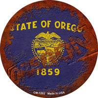 Oregon Rusty Stamped Novelty Circle Coaster Set of 4