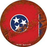 Tennessee Rusty Stamped Novelty Circle Coaster Set of 4