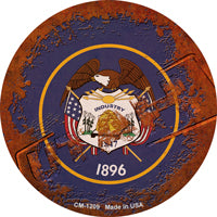 Utah Rusty Stamped Novelty Circle Coaster Set of 4