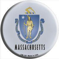 Massachusetts State Flag Novelty Metal Mini Circle Magnet CM-120