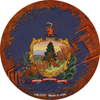 Vermont Rusty Stamped Novelty Circle Coaster Set of 4