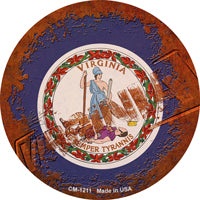 Virginia Rusty Stamped Novelty Circle Coaster Set of 4