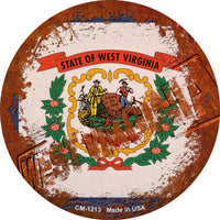 West Virginia Rusty Stamped Novelty Circle Coaster Set of 4