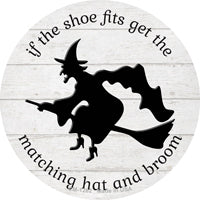 Matching Hat and Broom Witch Novelty Circle Coaster Set of 4