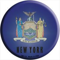 New York State Flag Novelty Metal Mini Circle Magnet CM-131