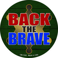 Back The Brave Sheriff Novelty Circle Coaster Set of 4